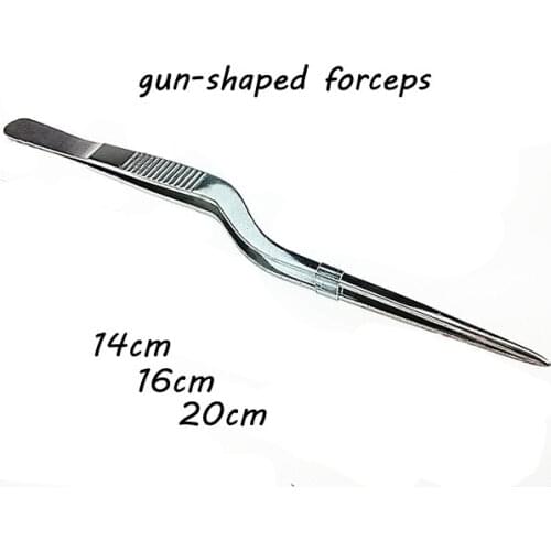 Medical stainless steel z type tweezers earwax tool clamper curved handle with tooth earpick&tweezers 5pcs/pack