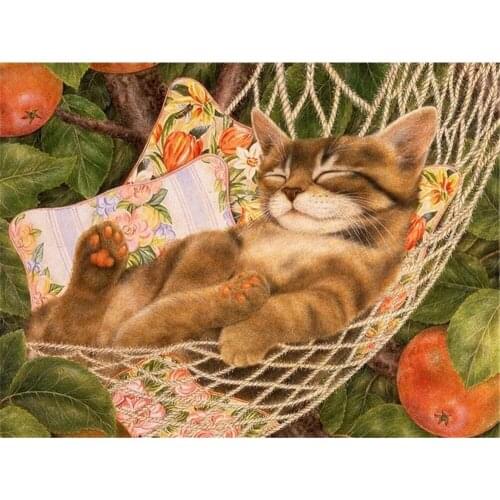 Animal Cat DIY 11CT Cross Stitch Embroidery Kits Craft Needlework Set Printed Canvas Cotton Thread Home Decoration Wholesale