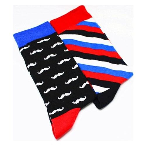 2019 New Men Socks Trendy Cartoon Knee-High Socks Beard Tie Skateboard Chaussette Cotton Funny Spring Autumn Happy Socks