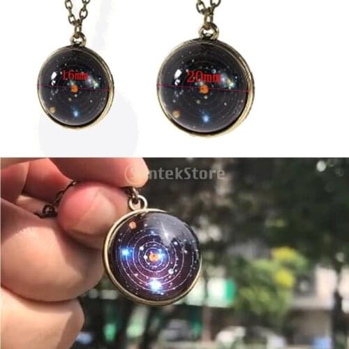 2021 New Car Decoration Double-Sided Glass Ball Universe Galaxy Solar System Guardian Stars Hanging Decor Necklace for Home Car