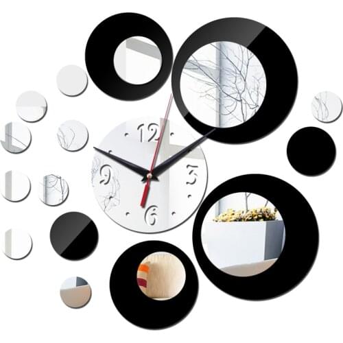 Top fashion new double color 3d acrylic wall clock home decor stickers diy vintage mirror modern design watch