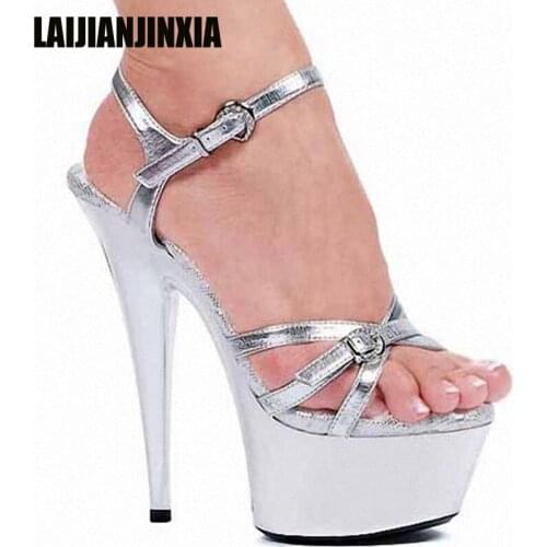 New 15cm sexy ultra high heels womens sandals British retro personality tall night sandals Pole dancing shoes