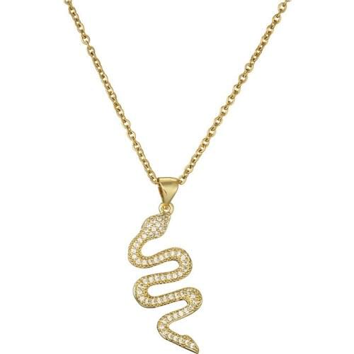 Mafisar 2021 New Arrival Cute Snake Pendant Necklace Fashion Gold Chain Necklace Luxury CZ Women Wedding Jewelry Christmas Gift