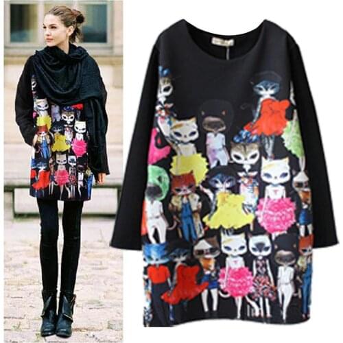 New 2020 spring long sleeves blouse women Playful Cute cat print womens tops and blouses plus size black blusas