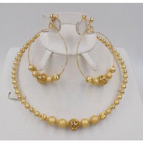 NEW DESIGN Ltaly 750 Gold color Jewelry Set For Women african beads jewlery fashion necklace set earring jewelry