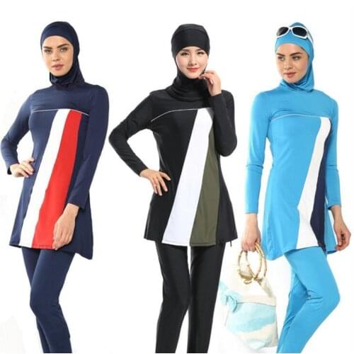 Whole Sale 10 Sets/Lot Womens Modest Swimwear Muslim Islamic Full Cover Detachable Swimsuit Beachwear Size S-XXXXL Turkish Suit