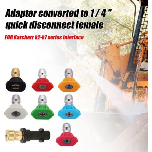 Union 1/4 Inch Quick Connect High Pressure Washer Tool Adapter + 7 Nozzles for Karcher K2 K3 K4 Car Wash