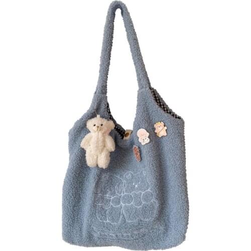 Plush Cartoon Womens Tote Bags Large Capacity Female Shoulder Bags Fashion Ladies Crossbody Bags Soft Handbag for Girls Bags