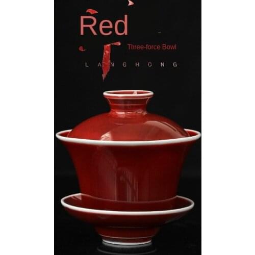 Lang Honglongsheng Cover Bowl Red Glaze Red Porcelain Vintage Inheritance Classical Handmade Zen Sopera De Ceramica Gaiwan