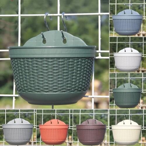 Resin Imitation Rattan Wall Hanging Creative Semicircular Home Flower Plant Pot Balcony Garden Indoor Resin Fence Plant Basket