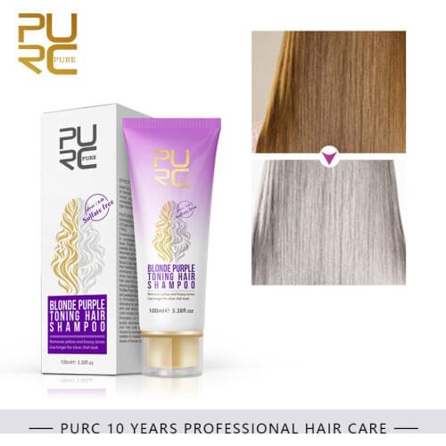 PURC Blonde Purple Hair Shampoo Removes Yellow and Brassy Tones for Silver Ash Look Purple Hair Shampoo Professional Hair Care