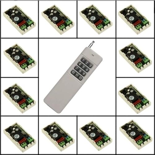 AC 220V 12CH 10A Relay Remote Switch Light Lamp LED Motor Machine RF Receiver 200~1000M Transmitter Wireless Switch 315 433Mhz