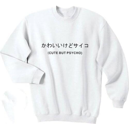 Cute But Psycho Japanese pullover harajuku jumper Hate Love Hipster Tumblr Crewneck Sweatshirt moletom do tumblr tops Jumper
