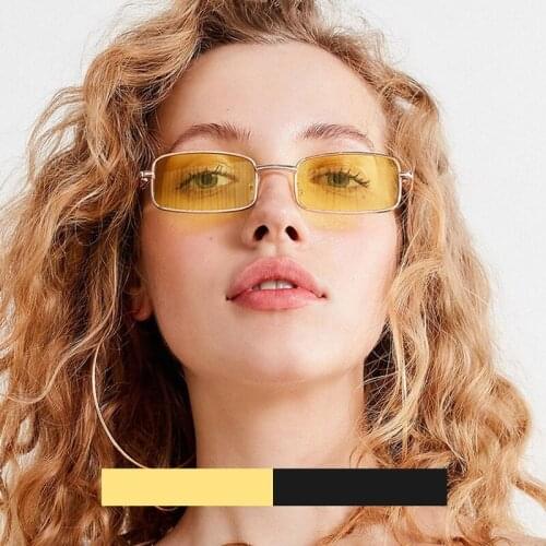 Sunglasses Women Unisex Retro Shades Rectangle Colorful UV400 Metal Frame Clear Lens Sun Glasses vintage Eyewear Men Goggles