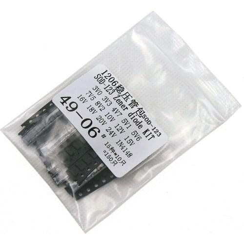 SOD-123 1206 0.5W Zener diode SMD package 15 values * 10 pcs =150pcs KIT