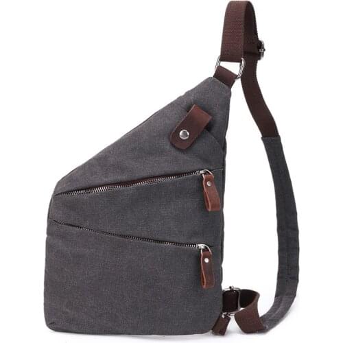 High-end Quality Men Chest Bag Canvas Men Bags Travel Multifunctional Male Small Crossbody Bag Crazy Horse Leather Accessories