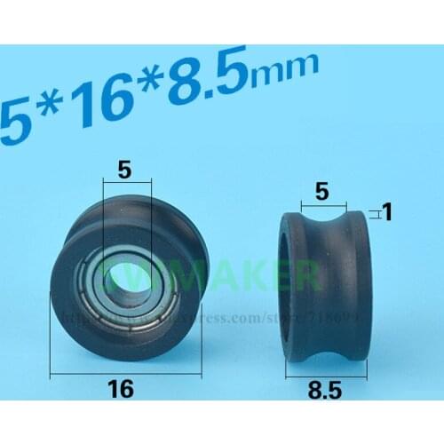 SWMAKER 5*16*8.5mm U type groove pulley wheel nylon bag plastic wheel bag plastic embedded bearing