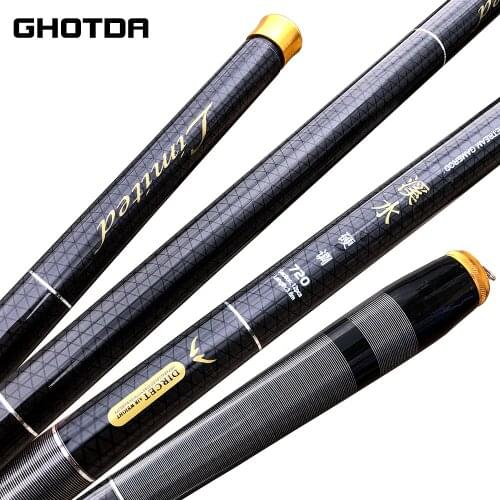 GHOTDA Super Light Hard Carbon Fiber Hand Fishing Pole Telescopic Fishing Rod 3.6M/3.9M/4.5M/5.4M/6.3M/7.2M Stream Rod