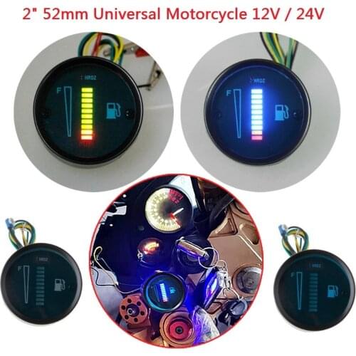 Universal 12V/24V 2" 52mm Car Motorcycle Fuel Level Meter Gauge 8 LED Display straight fuel gauge 10 Leds