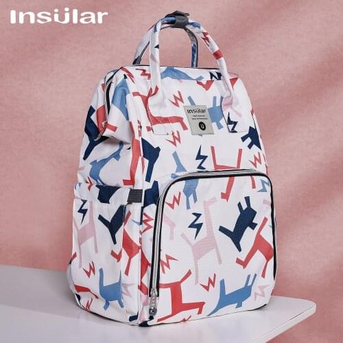 Insular Diaper Bag Backpack Mommy Maternity Large Capacity Nappy Bag Printed Baby Bag Travel Backpack For Baby Care