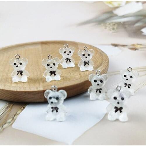 10Pcs Cartoon Resin Little Bear Charms Pendant Jewelry Findings DIY Handmade Making Earrings Necklace Keychain Accessories