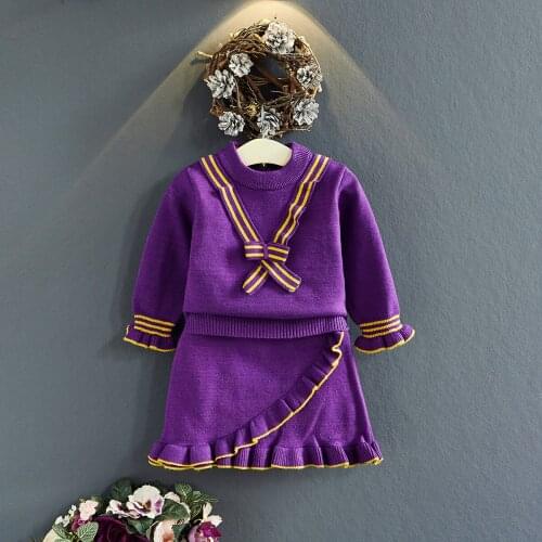 2019 Baby Girl autumn winter Clothing Set,top fashion Knitted Sweater+Skirt Suit Kids Girls Princess Suits Clothes