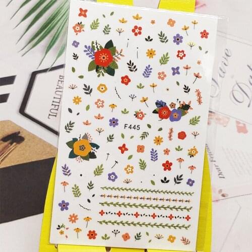 3D Nail Sticker Decals Flower Grass String Design Nail Art Decorations Stickers Slider Manicure Accessories Nails Decoraciones