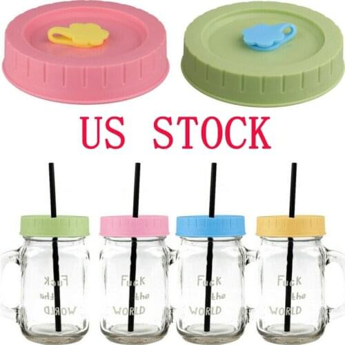 4Pcs Mason Jars Lids Non Spill Drinking Canning Covers Plastic Replacements Food Fresh-keeing Storage Cap with Straw Hole