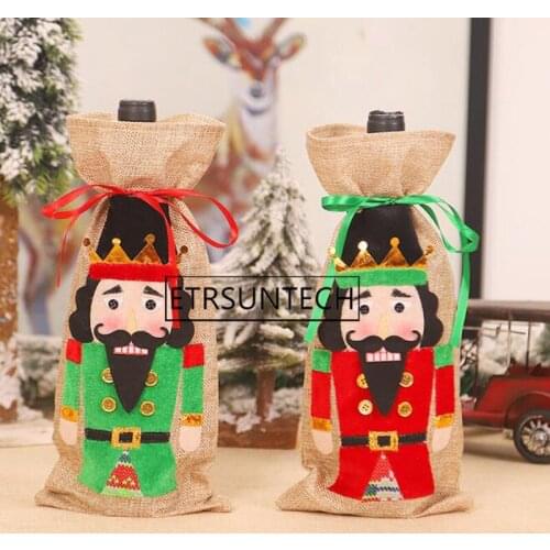 50pcs Walnut Soldier Wine Bottle Cover Christmas Decorations for Home Merry Christmas Gifts Xmas Navidad