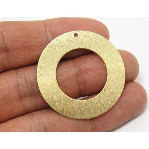 Brass round pendant 35x0.6mm Textured raw brass circle earrings charms-6pcs R701