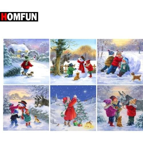 HOMFUN Diamond Embroidery DIY Diamond Painting Cross Stitch Kit "Christmas landscape" 5D Needlework Diamond Home Decoration