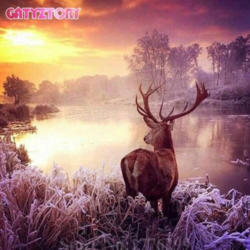 GATYZTORY Winter Picture 5D Full Square Drill Diamond Painting Landsacpe Diamond Embroidery Handicraft Home Decoration
