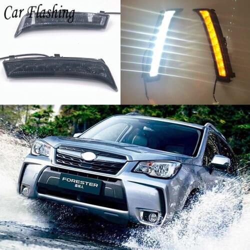 Car Flashing 2PCS Car led light drl daytime running light for Subaru Forester 2013 - 2018 with Yellow turn signal Fog lamp