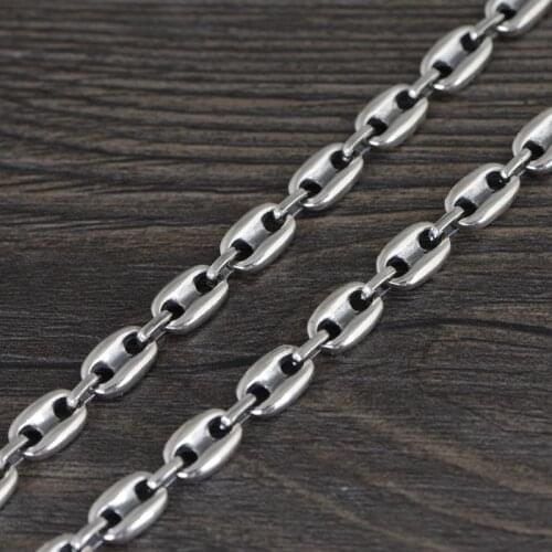 FNJ 925 Silver Chain For Jewelry Making Vintage 7mm 40cm 100% Pure Sterling Silver Necklace Women