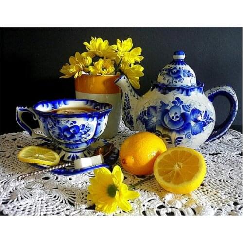 Fruits Full Square Diamond Painting Kits Kitchen Ceramic Mosaic Embroidery Picture Crystal Stones Stickers Decal Wall Art Gift