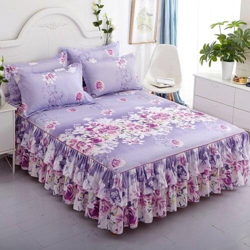 3pcs Set Bedding Bed Skirt +2pc Free Pillowcases Wedding Bedspread Bed Queen Cover Sheet Size Bedsheets Mattress Full Twin King
