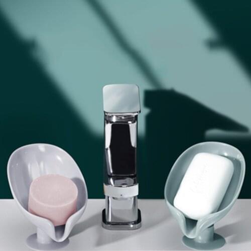 Drain Soap Box Leaf Soap Box Creative Home Furnishing Free Perforation Suction Cup Soap Box Personality Cute Drain Toilet Shelf