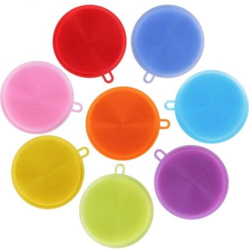 Colorful Magic Silicone Bowl Cleaning Brushes Scouring Pad Pot Pan Wash Brushes LX1857