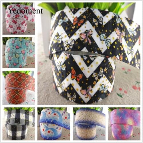 18112402, 1.5" 38mm 10 yards glitter foil flowers printed grosgrain ribbons gift packaging DIY handmade materials