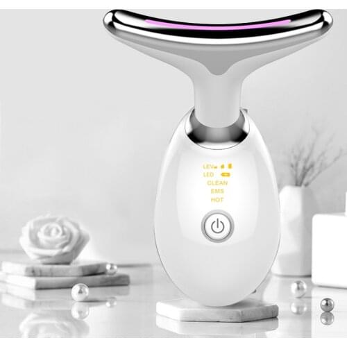 Neck Face Beauty LED Face Skin 3 Colors Led Facial Neck Massager Photon Therapy Wrinkle Removal Tighten Reduce Double Chin Anti