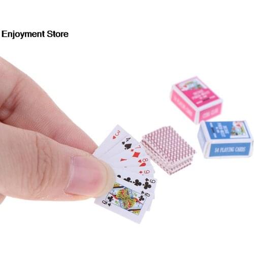 Cute 1:12 Miniature Games Poker Mini Playing Cards Miniature For Dolls Accessory Home Decoration 16x11mm NEW