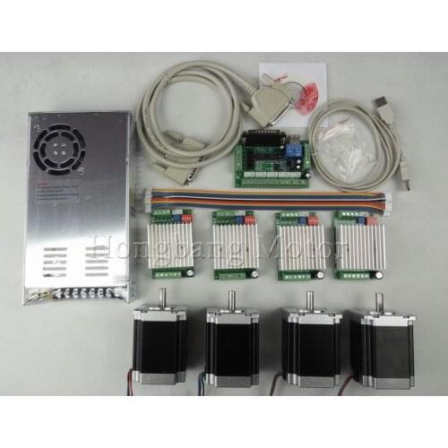 CNC Router Kit 4 Axis, 4pcs TB6600 4.5A stepper motor driver +4pcs Nema23 270 Oz-in motor+ 5 axis interface board+ power supply