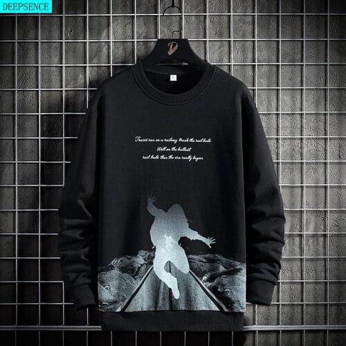New Product Autumn Print Mens Round Neck Bottoming Shirt Fashion Casual Korean Black Mens Shirt Long Sleeve T-Shirt for Men