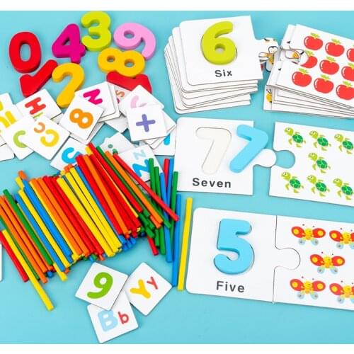 Learning Toys Children Recognition Matching Number 1-10 Game Counting Jigsaw Puzzles Homeschool Supplies Educational Baby Gift