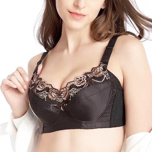 Womens Floral Embroidered Smooth Minimizer Full Coverage Bra Underwire Padded bra 34 36 38 40 42 44 46 48 B C D E F G