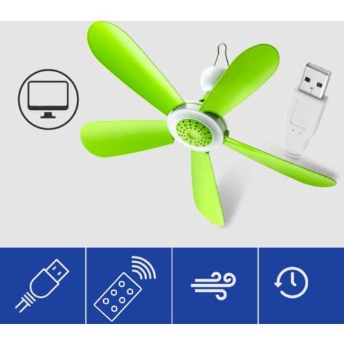 Remote Control Timing 5W Ceiling Fan Air Cooler 3 Speed USB Fan for Bed Camping