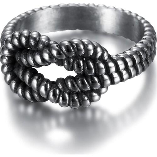 MIQIAO Stainless Steel Titanium Weaven Simple Ins Style Vintage Boho Rings for Women Men Couple Friends Gift Fashion Jewelry Ane