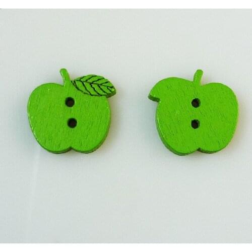 50PCS 16.5MM Green Apple Button Garment Shape Wood Cartoons Buttons Coat Boots Sewing Clothes Accessories WCB-063