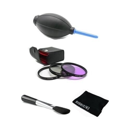 RISE(UK) New Professional 49mm UV FLD CPL Filter kit &Gas blowing&brush for canon nikon sony pentax+Cleaning cloth