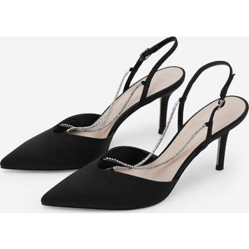 Meotina Sandals Women 2021 Pointed Toe Crystal High Heel Sandals Cross Strap Slingback Shoes Thin High Heels Sexy Party Shoes